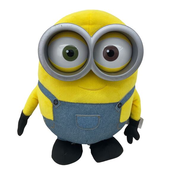 CUTE Minions Yellow Goggles Plush Character Doll in Blue Overalls Preowned - Picture 1 of 4